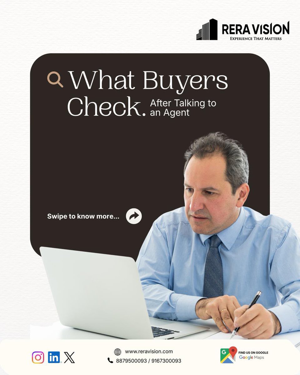 ReraVision's tweet photo. Buyers don't stop after the call, they verify.

They check RERA registration, project updates, and delivery timelines before making decisions. Accurate information builds trust.

Stay verification-ready with RERA Vision.

#RERAVision #RealEstate #HomeBuyers #RERA #Trust https://t.co/DvRQRuz1Xy