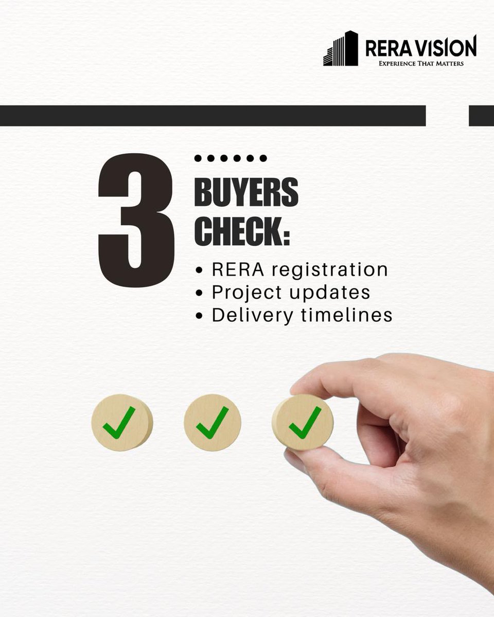 ReraVision's tweet photo. Buyers don't stop after the call, they verify.

They check RERA registration, project updates, and delivery timelines before making decisions. Accurate information builds trust.

Stay verification-ready with RERA Vision.

#RERAVision #RealEstate #HomeBuyers #RERA #Trust https://t.co/DvRQRuz1Xy