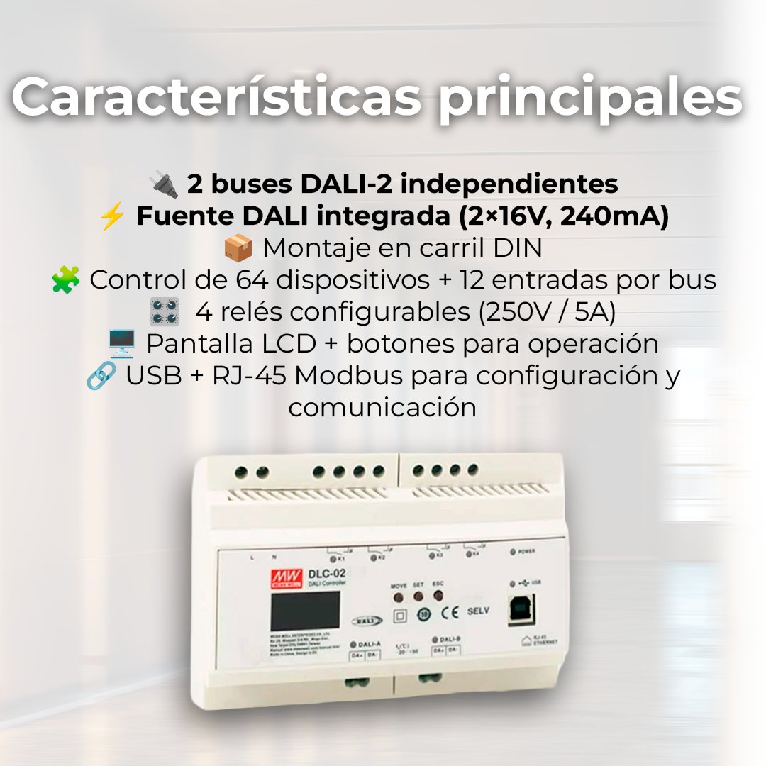 _OLFER's tweet photo. El DLC‑02 de MEAN WELL es un controlador multi‑maestro DALI‑2 diseñado para proyectos profesionales de automatización y control de iluminación. Gestiona dos buses DALI‑2 independientes con fuente DALI integrada

👉 https://t.co/GVfzitswzR https://t.co/L2IJNuTNZR