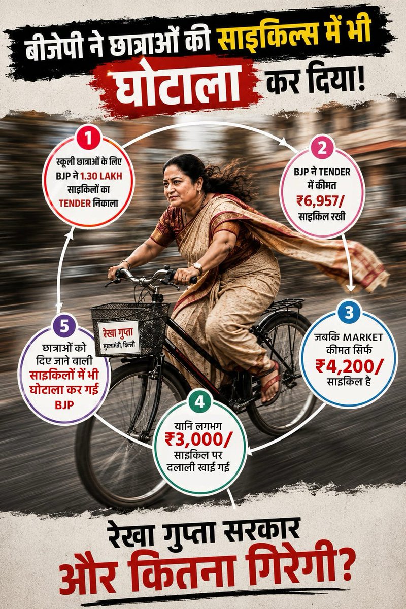 AamAadmiParty's tweet photo. घोटाला एक्सप्रेस: दिल्ली की मुख्यमंत्री रेखा गुप्ता https://t.co/RjTRtmcGfH