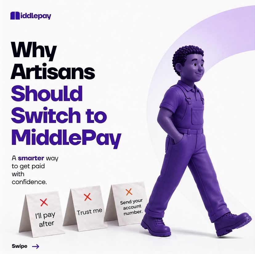 joinmiddlepay's tweet photo. Your craft deserves more than a promise. It deserves protection.
You shouldn't have to chase customers after you've done the work.

With MiddlePay, your payment is secured while you focus on what you do best.
Do the work. Get paid with confidence.

Join the MiddlePay waitlist 💜 https://t.co/uuaukh2gYd