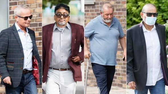 Alexandr4Denman's tweet photo. Nine foreigners that came to our country one British man, again been arrested for vile acts,
Operation oak in wales nine men have appeared in court charged with a total of 41 historical sexual offences, relating to eight victims who were children at the time.
They were told their offences are so serious that they would need to be moved to the crown court.
Shafaq Mohammed, 58, of Birmingham, is charged with four counts of rape of a female under 16, three counts of rape of a female aged 16 years or over, two counts of aiding and abetting the rape of a female under 16, causing the prostitution of a girl under 16, and causing the prostitution of a woman
Syed Mohammad Ashan Taqvi, 65, of Newport, is charged with three counts of rape of a female under 16.
Mohammed Sheikh Abdul Hannan, 54, of Edinburgh, is charged with two counts of rape of a female aged 16 years or over, one count of indecent assault on a woman over 16 years of age, three counts of aiding and abetting the rape of a female under 16 years of age or over and two counts of conspiring to rape a woman aged 16 years or over.
Kevin Lawrence, 54, of Dunoon, is charged with two counts of conspiring to rape a woman aged 16 years or over, and causing the prostitution of a woman.
Sheikh Mohammed Tahir Ullah, 73, of Newport, is charged with one count of rape of a female aged 16 years or over, and one count of rape of a female under 16.
Aminur Rahman Chowdhury, 58, of Tottenham, is charged with one count of rape of a female aged 16 years or over.
Shakeel Babur, 58, of Nelson, Lancashire, is charged with four counts of indecent assault on a girl under the age of 16
Murad Ali, 57, of Swansea, is charged with two counts of rape of a female under 16
Mohammed Ramzan, 76, of Newport, is charged with two counts of rape of a female under 16, three counts of indecent assault on a girl under the age of 16, causing the prostitution of a girl under sixteen, and conspiring to rape a girl under the age of 16.
Gwent Police has said the inquiry is focused on allegations made by eight women of sexual abuse committed against them as children over a period of 11 years.
Some of the charges of rape relate to multiple incidents of rape