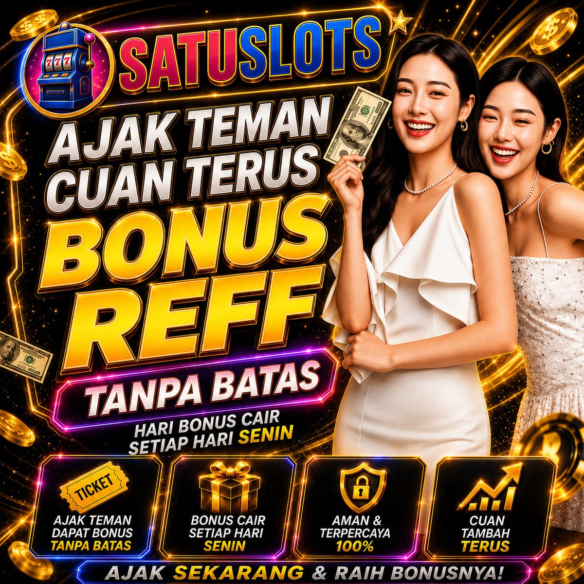Satuslots_'s tweet photo. 🔥 Ajak Teman, Bonus Makin Mantap!
🎁 Bonus cair setiap Senin, tanpa batas!
 Ajak sekarang &amp; raih bonusnya! 🚀

🚀 Link Enak : https://t.co/FQhx3HvUfT

#slotgacor #SATUSLOT #SATUSLOTS #slots #slots
#JuniorMarkConcertD3 #gopaypln81ribu #investasibesarpendidikan https://t.co/BPyraoagOK