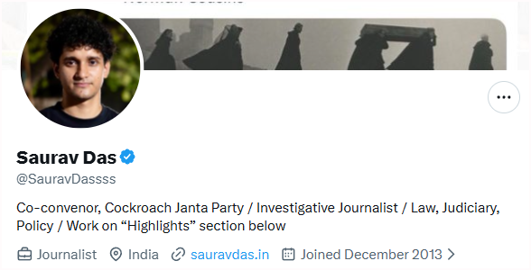 TheChronology__'s tweet photo. Thread

Twelve Serious Questions for Saurav Das Regarding Electoral Records, Parentage and Citizenship

We reviewed publicly available electoral records and court documents concerning Saurav Das and found what appears to be an inconsistency between certain official records.

Since Saurav Das identifies himself as an RTI activist and regularly raises questions concerning public records and accountability, we believe he should have an opportunity to clarify the following:
1/11