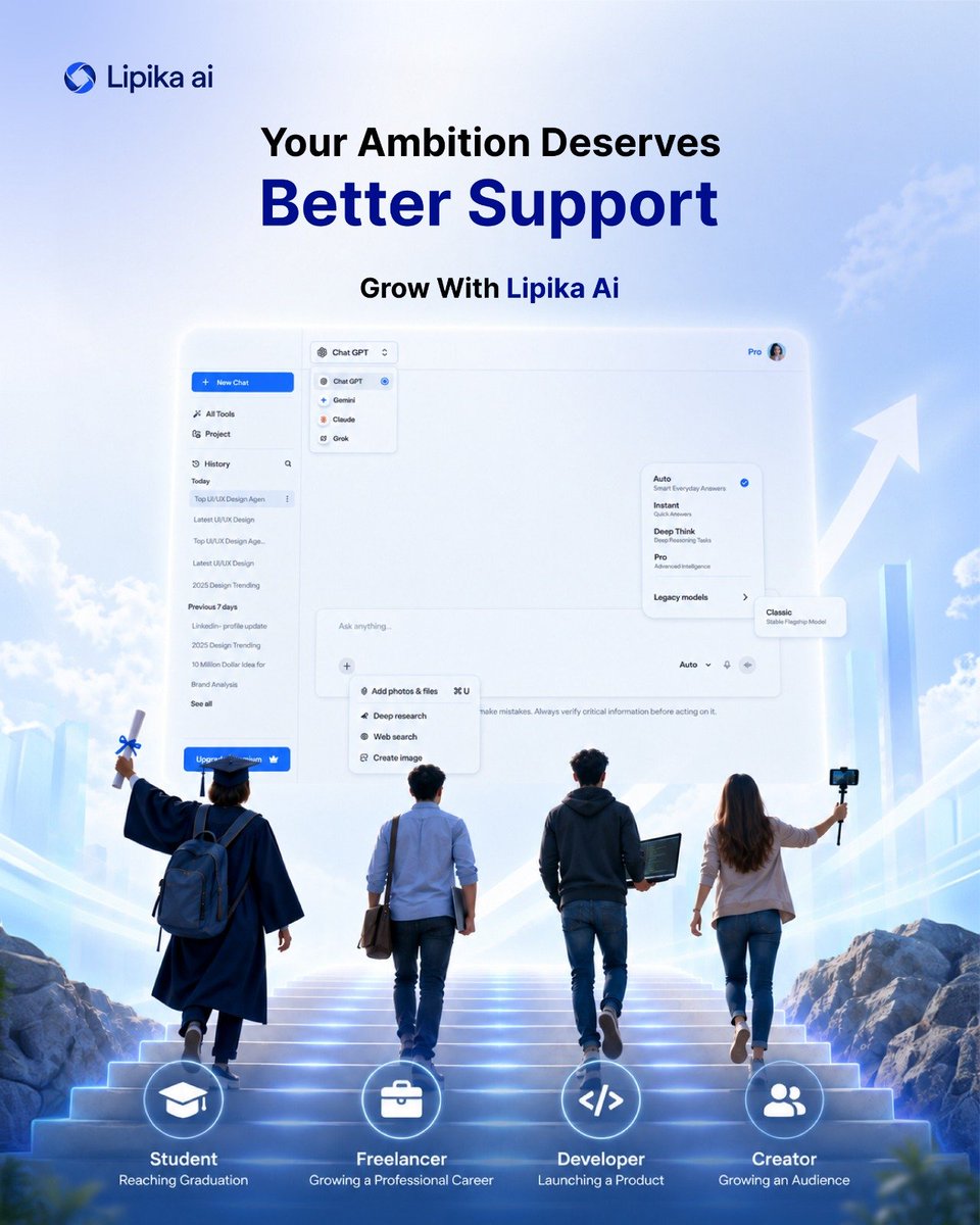 lipikaai's tweet photo. Your ambition deserves the right tools.

Whether you're learning, freelancing, developing, or creating, Lipika AI brings powerful AI capabilities into one focused workspace—helping you move from ideas to execution with greater efficiency.

🚀 Start free: https://t.co/A8EMRAMCGe https://t.co/NmmaPCPGY5