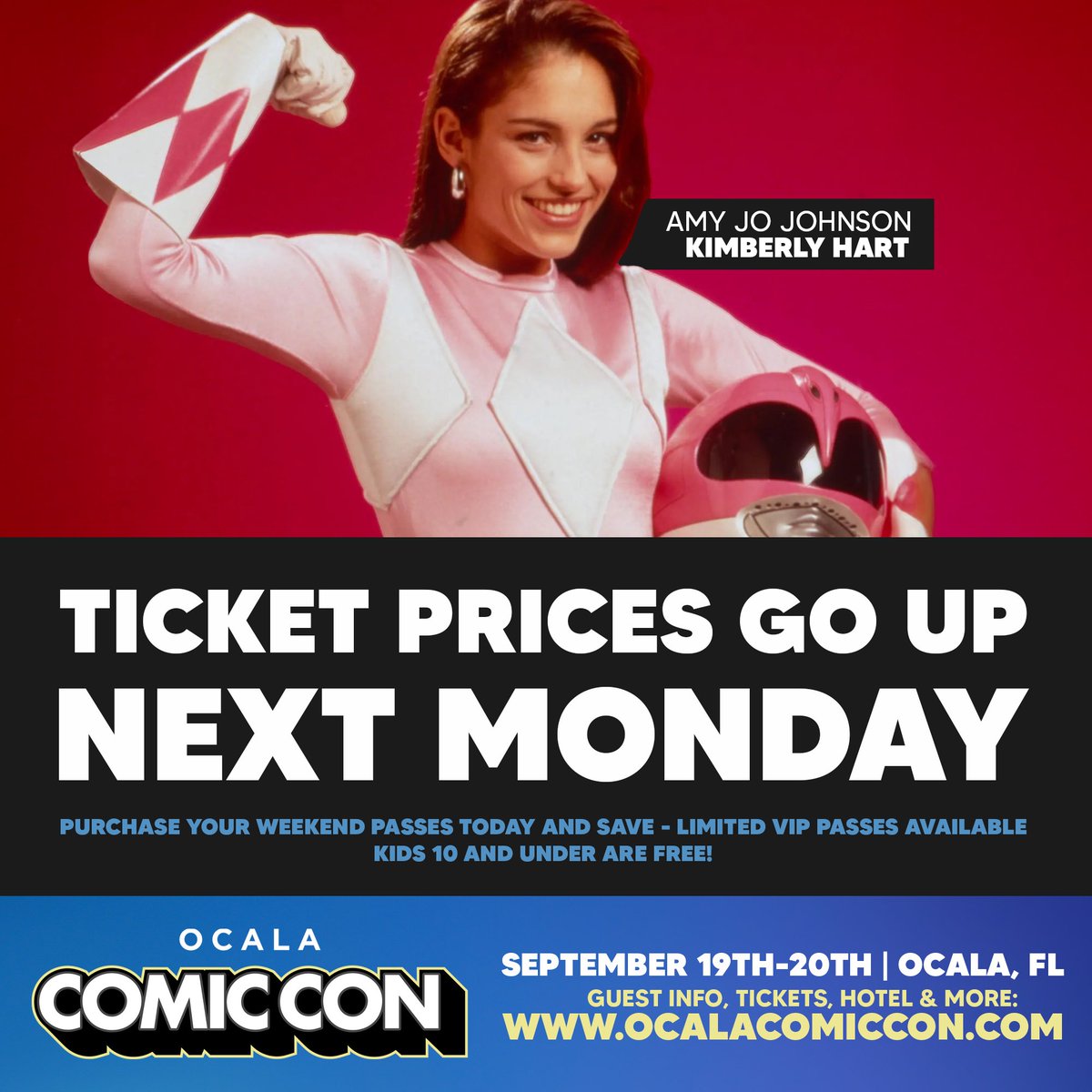 OcalaComicCon's tweet photo. Fan of Power Rangers? Here is your chance to meet Kimberly Hart the Pink Ranger! Amy Jo Johnson will be attending the entire weekend of Ocala Comic Con.

To view the current guest list and pre-order tickets, please visit: https://t.co/jkT5vA1pZ5 https://t.co/rqWlFl4xWr