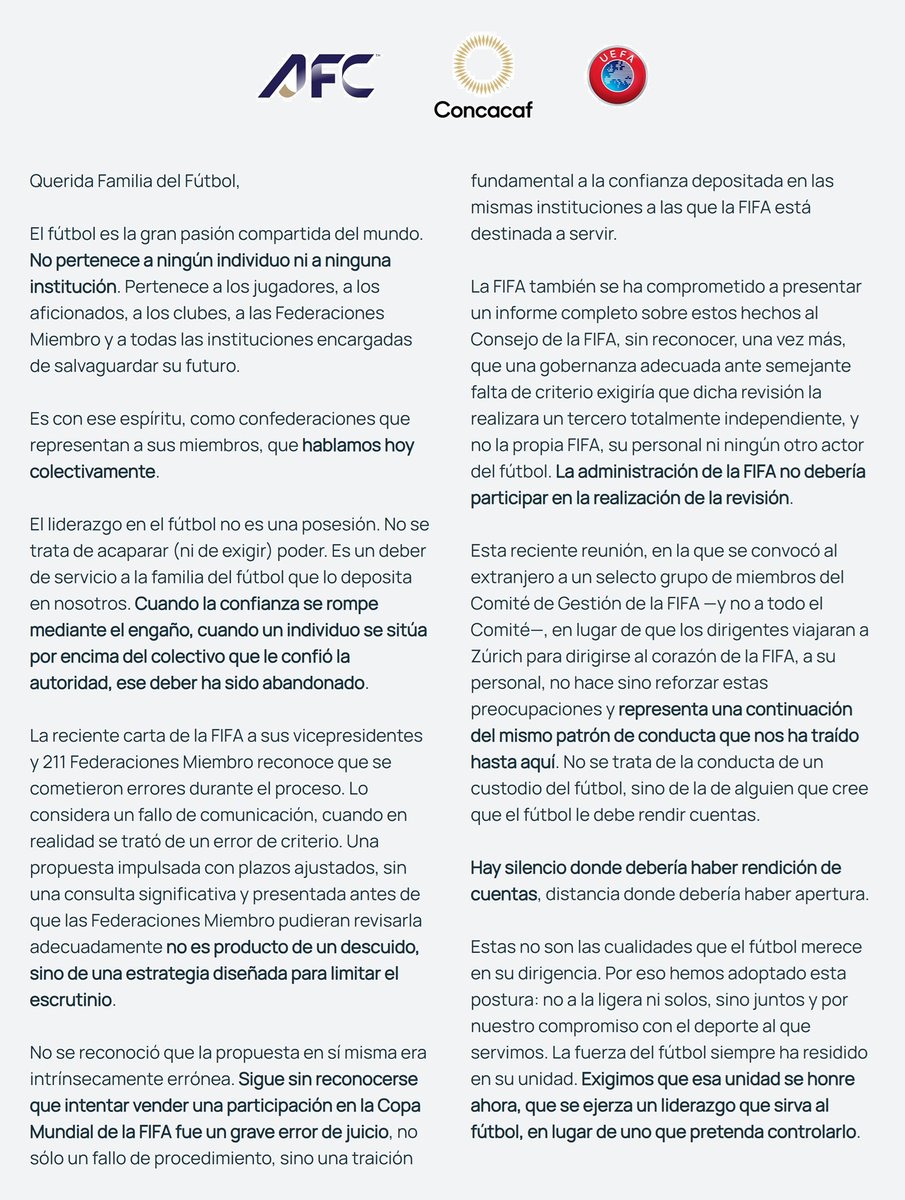porquetendencia's tweet photo. "CONCACAF":
Por la carta abierta de AFC, CONCACAF y UEFA contra la FIFA https://t.co/wFH7aJfyG8