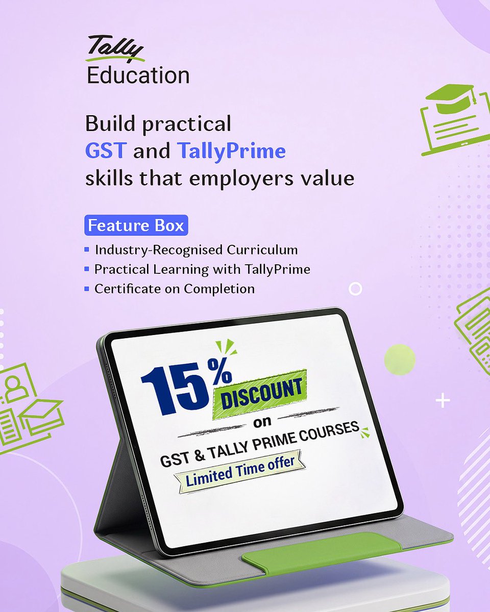 talllyeducation's tweet photo. Build practical GST skills with TallyPrime. Learn GST fundamentals and filing through two focused courses: TallyPrime with GST Fundamentals and GST Filing with TallyPrime. Start learning today.
#TallyEducation #TallyPrime #GST #GSTFiling https://t.co/FxeaXje9J8