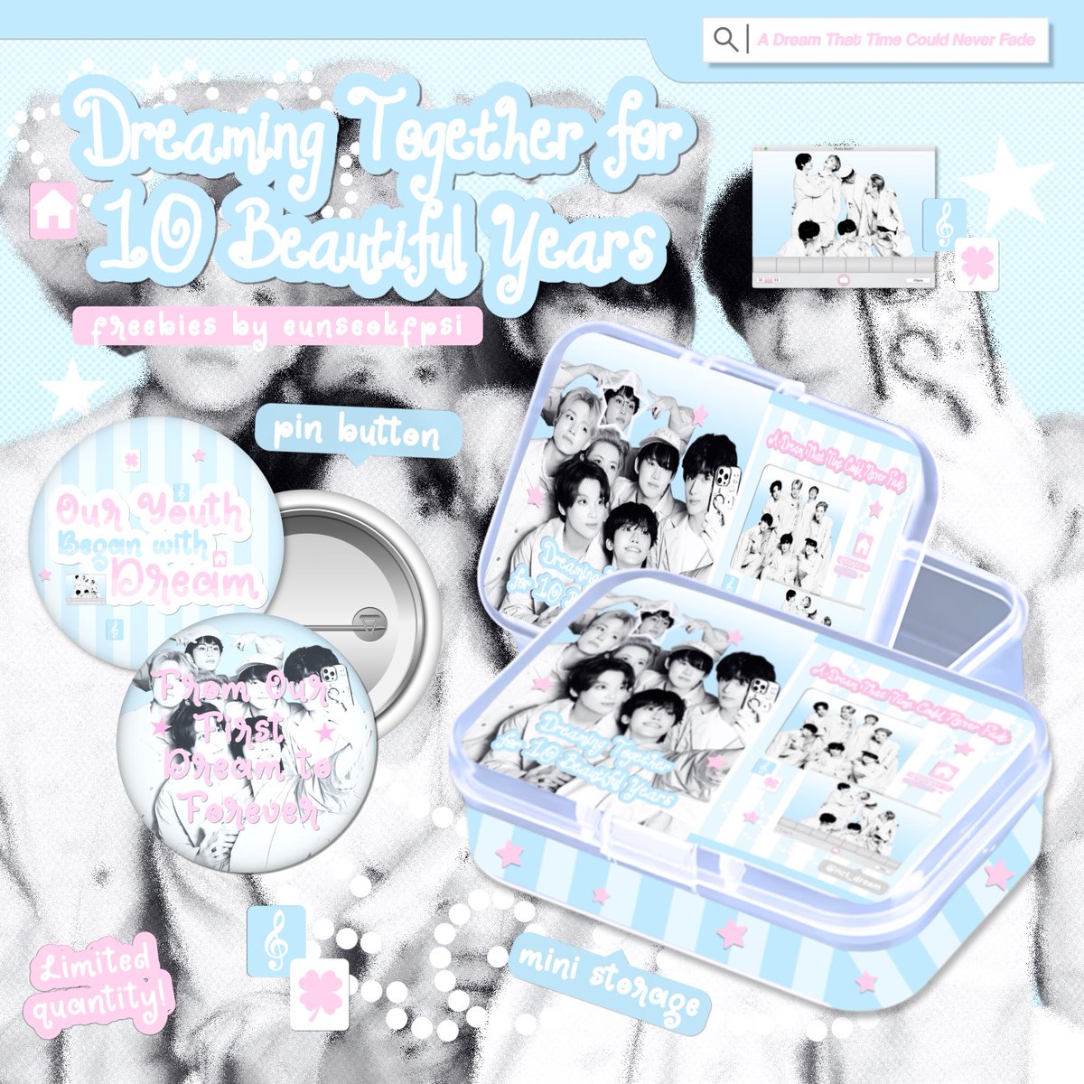 eunseokfpsi's tweet photo. 𝘿𝙧𝙚𝙖𝙢𝙞𝙣𝙜 𝙏𝙤𝙜𝙚𝙩𝙝𝙚𝙧 𝙛𝙤𝙧 10 𝘽𝙚𝙖𝙪𝙩𝙞𝙛𝙪𝙡 𝙔𝙚𝙖𝙧𝙨🩵

𐔌 . ⋮ nct dream anniversary freebies
by @eunseokfpsi .ᐟ ֹ ₊ ꒱

OFFLINE at @forNCT_DREAM (sesi 2)
for ONLINE [https://t.co/jD3TDFiMN1] close 20/08

how to claim:
⌗ rt &amp; like
⌗ not akgae https://t.co/mfljggKUmo