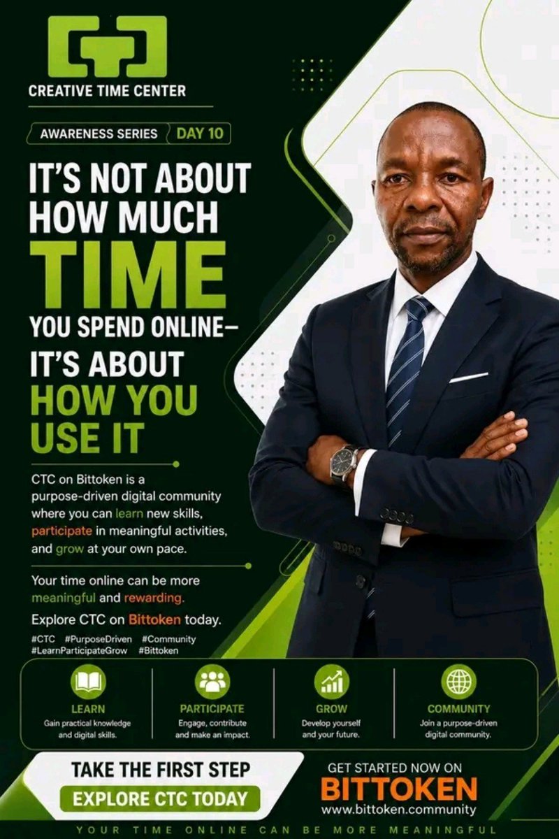 Oluemma1010's tweet photo. It’s not about how much time you spend online—it’s how you use it. Learn. Participate. Connect. Grow. Make your online time meaningful. 💚
#CTC #BitToken #DigitalCommunity https://t.co/cVbCzsCjG3