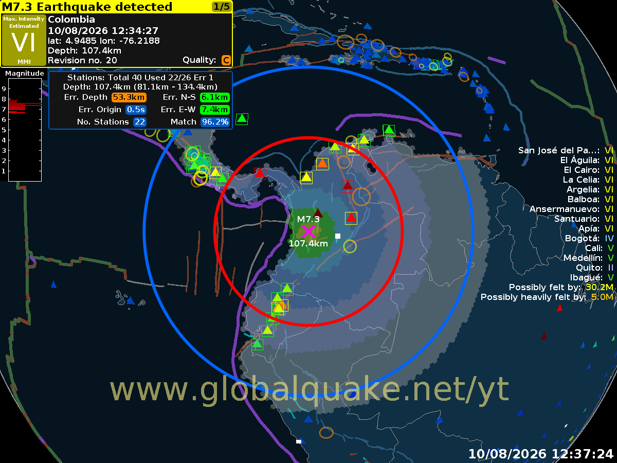 Global_Quake's tweet photo. Preliminary: 
Deep M7.3 Earthquake - Colombia

Coverage in that area is limited. As soon as I have more data, I’ll let you know. https://t.co/X1D8BUrjG0