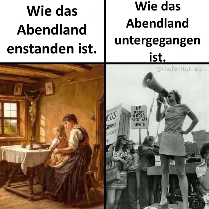 KaiserBenKaiser's tweet photo. Soll Europa gerettet werden, muss die längst institutionalisierte „Emanzipation“ rückabgewickelt werden, die nicht unwesentlich mitverantwortlich dafür sein dürfte, dass die kinderlose westliche Frau ihren Fürsorgetrieb dahingehend instrumentalisieren ließ, millionenfach die „armen Flüchtlinge“ nach Europa zu schleusen.