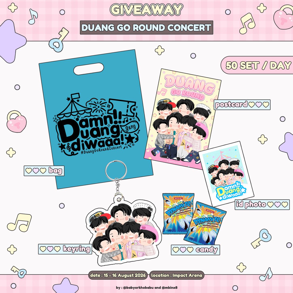 mbinx8's tweet photo. ′• ₃ •‵ pls kindly rt ᯓᡣ𐭩

꒰ giveaway ♡ྀི ꒱

˚.📅༘⋆ date : 15 - 16.08.26
˚.📍༘⋆ location : Impact Arena

(• ˙ ˘ ˙ •)↝ by : @babyorkhobabu &amp; @mbinx8

#DuangGoRoundConcert
#เจอด้วงที่อิมแพคนะเธอ https://t.co/EfkaWGSLQc