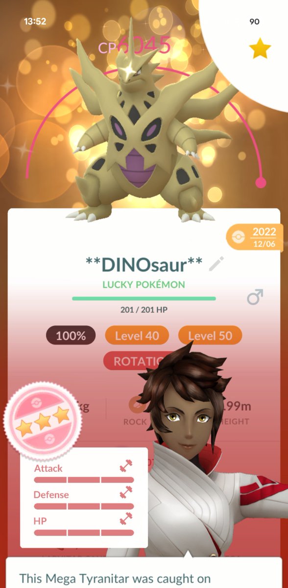 ridstermon's tweet photo. Max out Monday (whilst I remember it's Monday 😂)
Level 50 Shundo Mega Tyranitar ✅🤩🤩
#pokemongo #maxoutmonday https://t.co/CihDGiVQLx