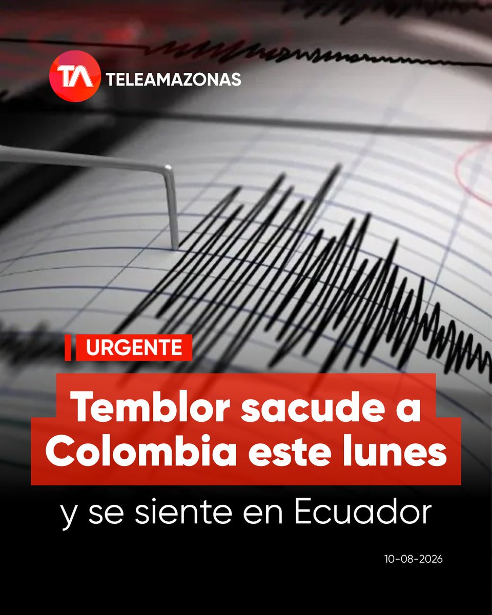 teleamazonasec's tweet photo. #URGENTE | Fuerte temblor sacude a Colombia este lunes 10 de agosto y se siente en Ecuador. Esto se sabe del sismo 👉https://t.co/n0OEvU5Dw1 https://t.co/J5ASsmElxb