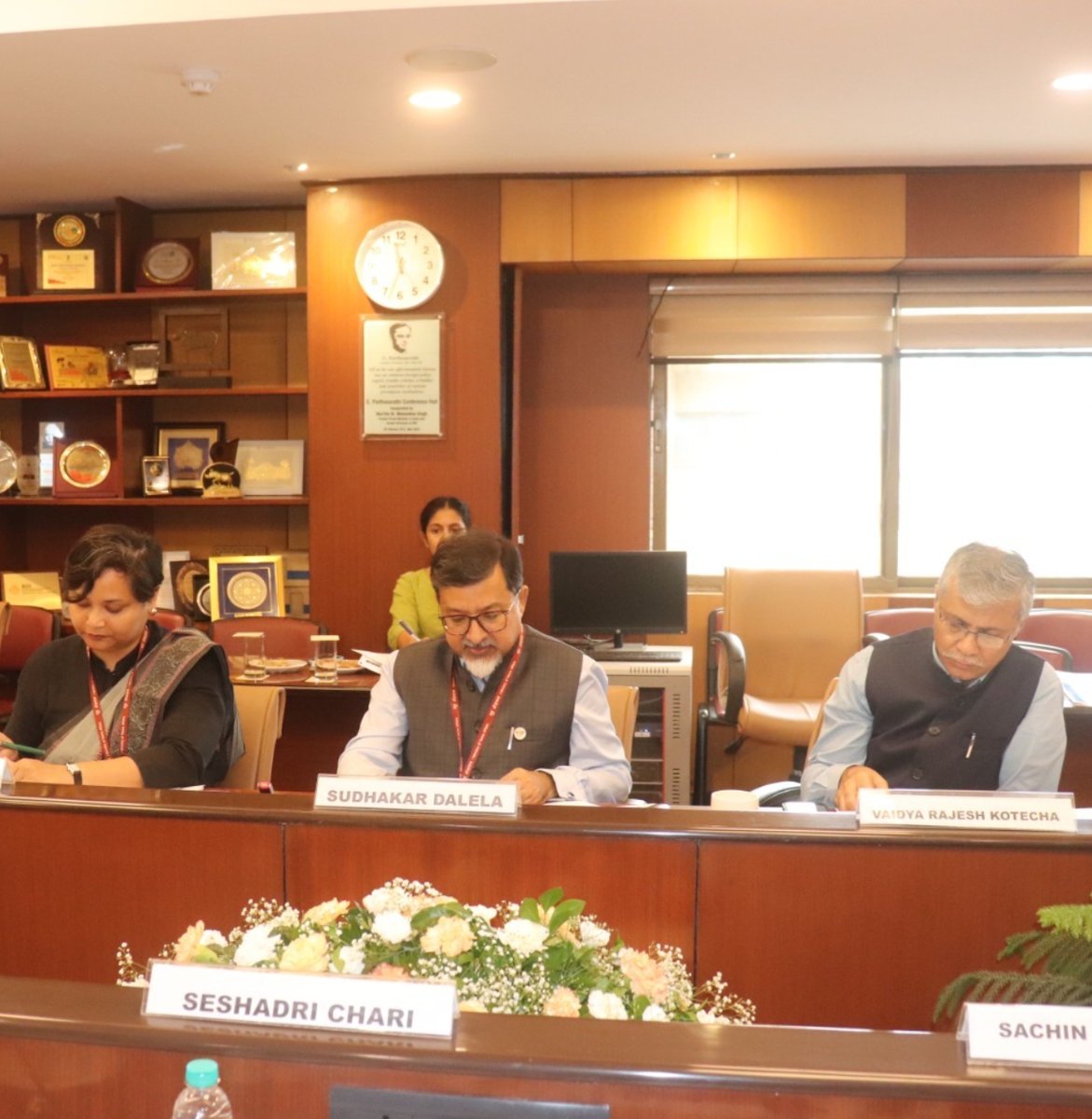 RIS_NewDelhi's tweet photo. @RIS_NewDelhi was honoured to welcome the distinguished members of GC and GB for the 59th Meeting of the Governing Council and 44th Meeting of the Governing Body, held today.

The meeting was attended by Shri Sudhakar Dalela (@SudhakarDalela), Secretary (ER), @MEAIndia; Shri Rajesh Kotecha (@vaidyakotecha), Secretary, @moayush; Dr. Seshadri Chari (@seshadrichari), Member, Governing Council, RIS; Ambassador Jayant Dasgupta, Member, Governing Council, RIS; Ms. Shyamala Gopinath, Member, Governing Council, RIS; Ambassador S.T. Devare, Chairman, Research Advisory Council, RIS; Ms. Aparna Ray (@aparnaray_ifs), Joint Secretary (PP&R), Ministry of External Affairs; Mr. Chanchal C. Sarkar, Advisor, Department of Economic Affairs, @FinMinIndia; Mr. Samarth Verma, Director (IC), @shipmin_india; Dr. Sibashisha, Scientist D, @IndiaDST; Prof. Sachin Kumar Sharma (@SKSharma_World), Director General, RIS; and Dr. Rajan Sudesh Ratna (@RajanRatna), Coordinator, @DakshinNews. 

Hon’ble Members appreciated RIS’s vision of “Where Research Meets Policy”, which seeks to bridge evidence, policymaking and action, shaping informed priorities and advancing shared development goals.

@DoC_GoI | @RajeshAgrawal94 | @waghmare16 | @secymoayush | @AIC_aseanindia | @forum_blue | @cmec_ris | @FIDC_NewDelhi | @fisd19 | @fitm14