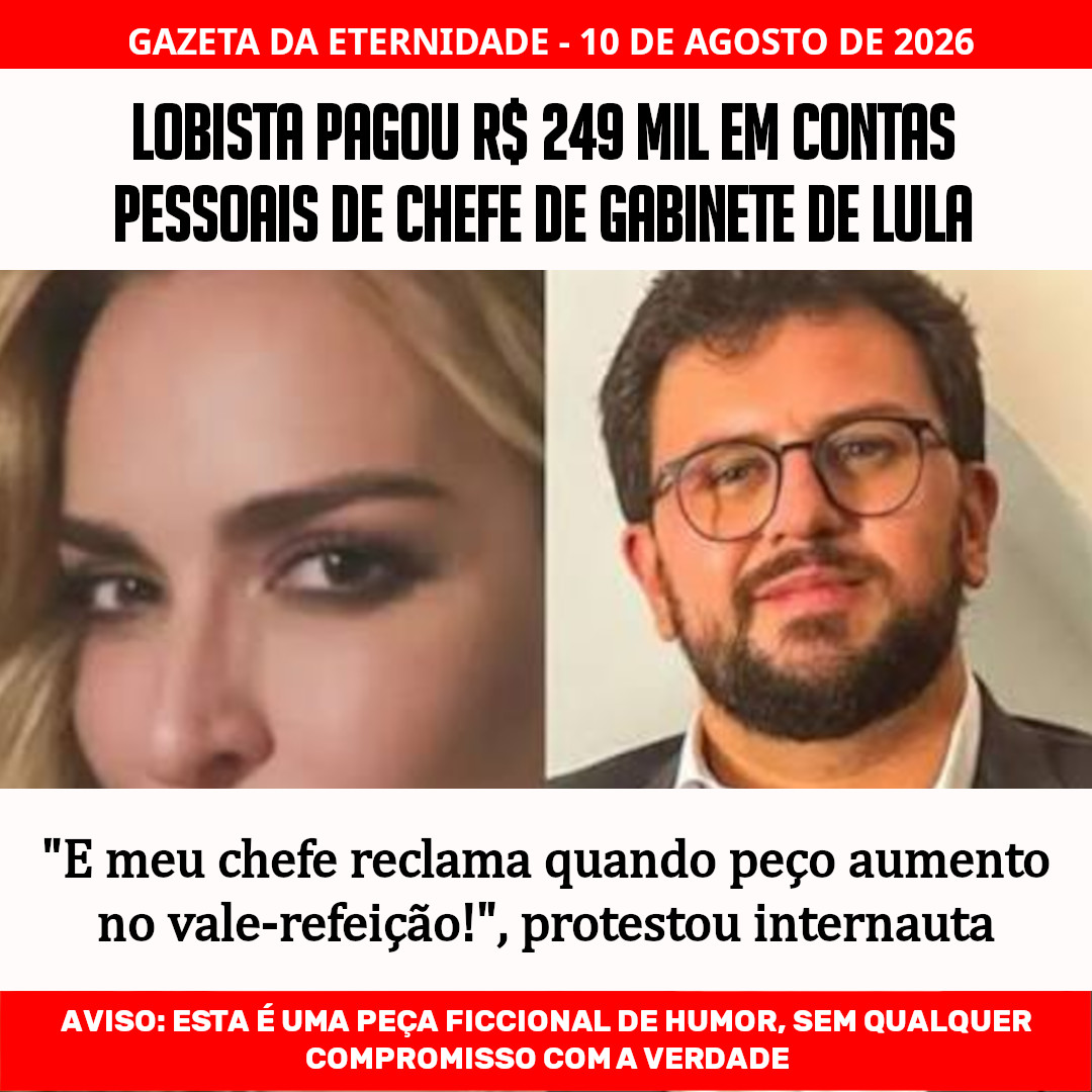 gazeta_da's tweet photo. Lobista pagou R$ 249 mil em contas pessoais de chefe de gabinete de Lula

"E meu chefe reclama quando peço aumento no vale-refeição!", protestou internauta

#humor #gazetadaeternidade #traficoinfluencia #robertaluchsinger #marcoaureliosantaribeiro https://t.co/zurz69pjIB