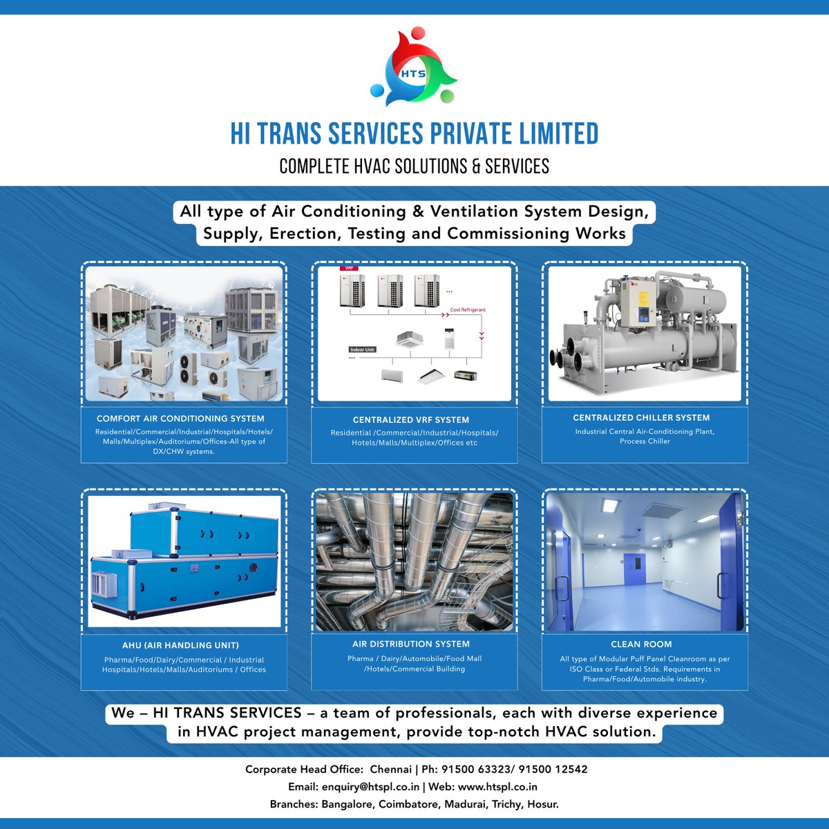 htspl_in's tweet photo. Hi Trans Services Pvt Ltd, a sister concern of Sree Ragavendra Industrial Engineers (est. 1999), delivers end-to-end MEP and HVAC solutions across South India. We design, supply, install, and commission climate systems for brands like Tata, Hyundai, and JLL. 📞 +91 91500 12549 https://t.co/lbIaOskMo7