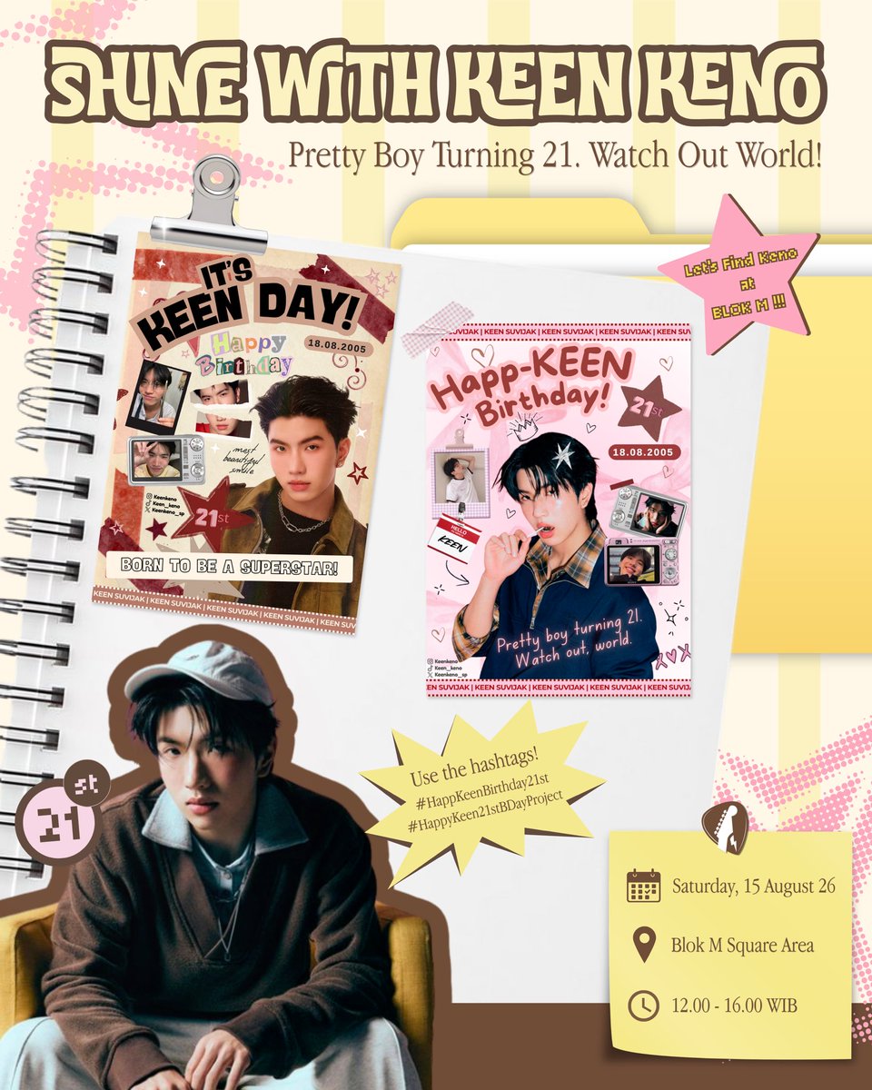 manxticore's tweet photo. ✮⋆˚࿔SHINE WITH KEEN KENO✮⋆˚࿔

Project by: UMKM Keen Birthday
 
📍 Blok M Square Area — Jakarta Selatan
🗓️ Sat, 15 August 2026

Found our birthday poster? 👀 Snap a pic, post it, and tag us to claim your cute freebies! 🎁🧡
 
#HappKeenBirthday21st
#HappyKeen21stBDayProject https://t.co/JHdr0IFNVA