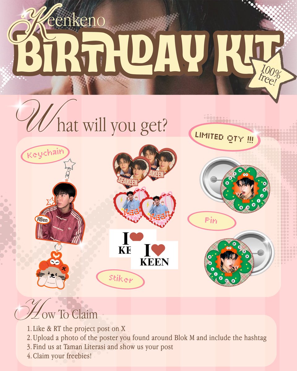manxticore's tweet photo. ✮⋆˚࿔SHINE WITH KEEN KENO✮⋆˚࿔

Project by: UMKM Keen Birthday
 
📍 Blok M Square Area — Jakarta Selatan
🗓️ Sat, 15 August 2026

Found our birthday poster? 👀 Snap a pic, post it, and tag us to claim your cute freebies! 🎁🧡
 
#HappKeenBirthday21st
#HappyKeen21stBDayProject https://t.co/JHdr0IFNVA