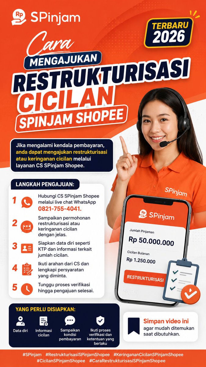 SPinjam_Ind's tweet photo. Cara mengajukan keringanan cicilan SPinjam? Hubungi CS SPinjam live chat WhatsApp 0821-755-4041, sampaikan permintaan keringanan cicilan SPinjam dan siapkan data diri seperti KTP dan informasi pendukung lainnya.

#SPinjam #SPinjam_Ind #JelasTanpaJebakan #SPinjamanPertama https://t.co/nBaDLUFuz0