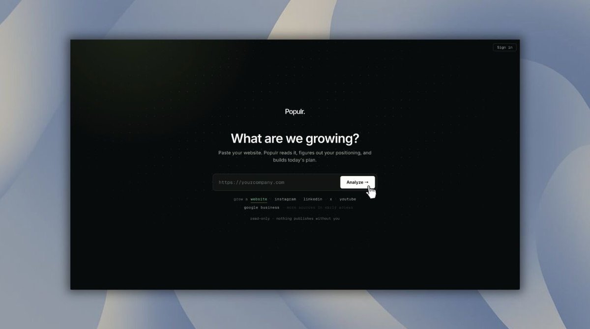 trypopulr's tweet photo. Most growth tools draft content blind. 

Populr plugs directly into your GA4, Search Console, and website to learn where your actual revenue comes from before writing a single word. https://t.co/ePGMJtFD3A