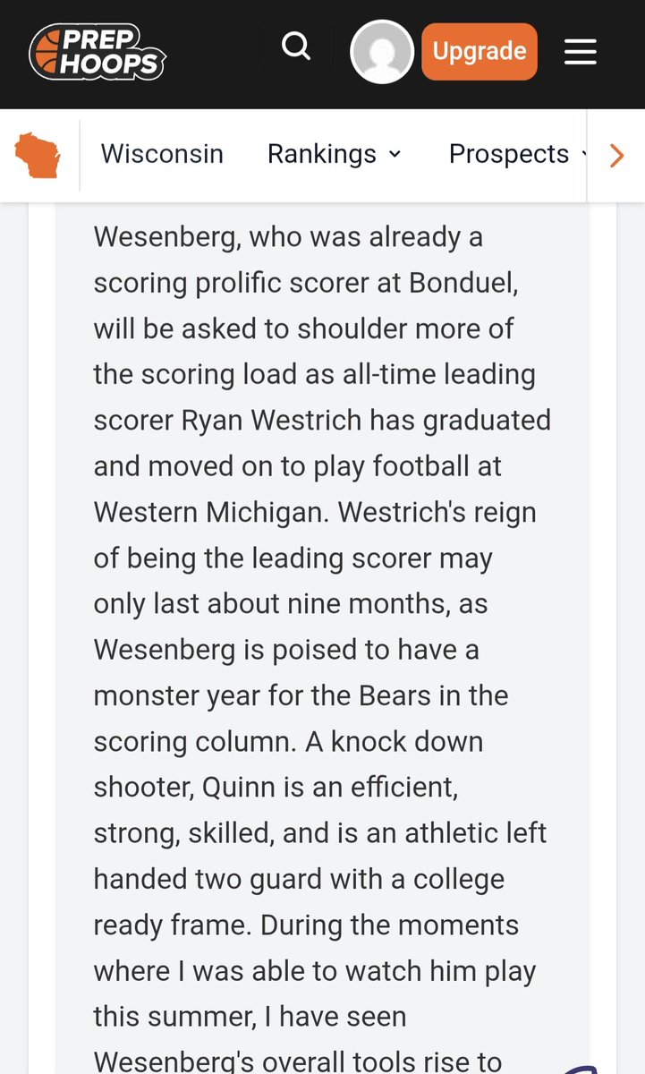 jdwesenberg's tweet photo. Nice article showcasing some the the WI players not signed yet. @qdwesenberg got a mention. He is fun to watch and some team is going to get a great student and a winner. https://t.co/O1136sf9fB