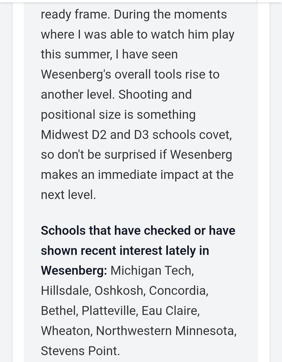 jdwesenberg's tweet photo. Nice article showcasing some the the WI players not signed yet. @qdwesenberg got a mention. He is fun to watch and some team is going to get a great student and a winner. https://t.co/O1136sf9fB