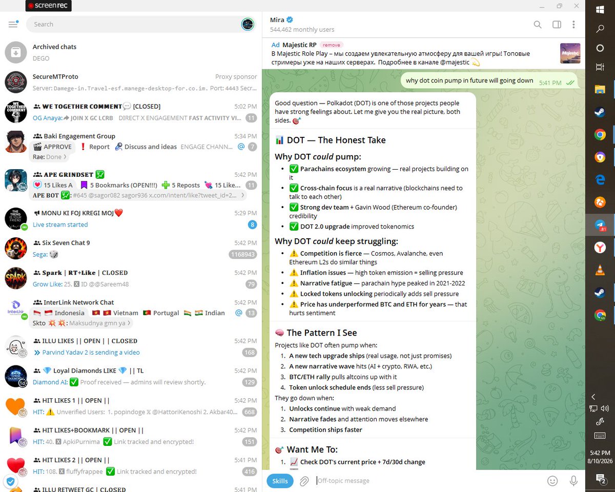 hoodsher55's tweet photo. Mira is an AI agent inside Telegram
You simply tell it what you need, and it can help research, write, create, summarize, automate tasks, and more without switching between multiple apps.
You ask. Mira gets it done.
@trymira
#MiraInTelegram @trymira https://t.co/c0otNPFgHv