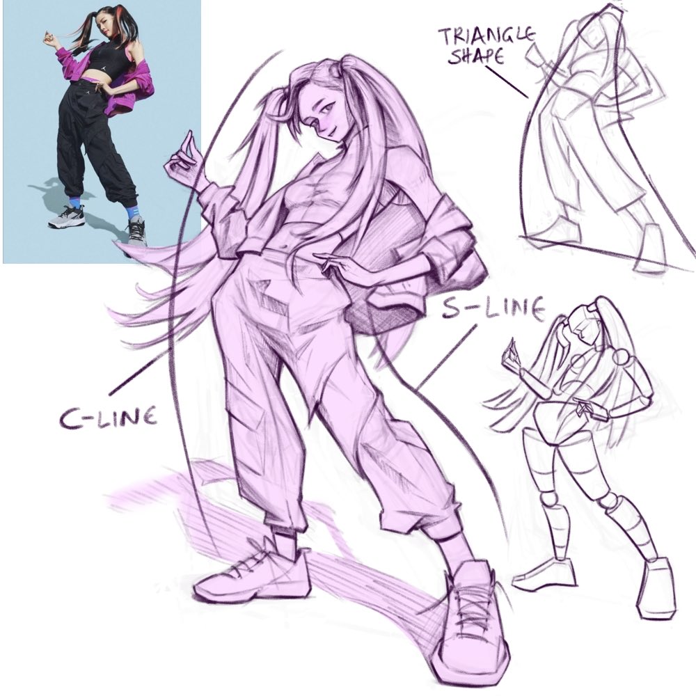 back2drawing's tweet photo. Pose study breakdown https://t.co/8uMutSkBqR