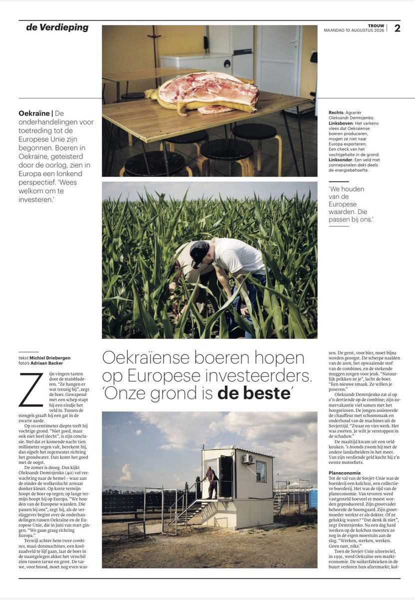 3Bergen's tweet photo. In @trouw: lees over onze ontmoeting met boer Oleksandr, nabij #Kropyvnytsky. Agrariërs in #Oekraïne, geteisterd door oorlog, moeten razendsnel innoveren. En zien in de toetreding tot de Europese Unie een lonkend perspectief.
Beeld: @adriaanbacker https://t.co/ux9B12id2Z