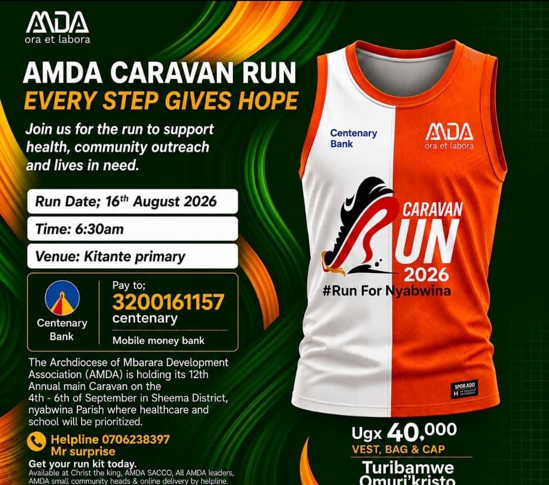 SAJOBA1980's tweet photo. RUN FOR A CAUSE!

This Sunday, we run, we give, we make a difference!

📍 Kitante Primary 
⏰ 6:30AM
👕 Kit: UGX 40K

Every step gives hope!

#RunForNyabwina #AMDACaravanRun2026 https://t.co/2JqN23w4KP