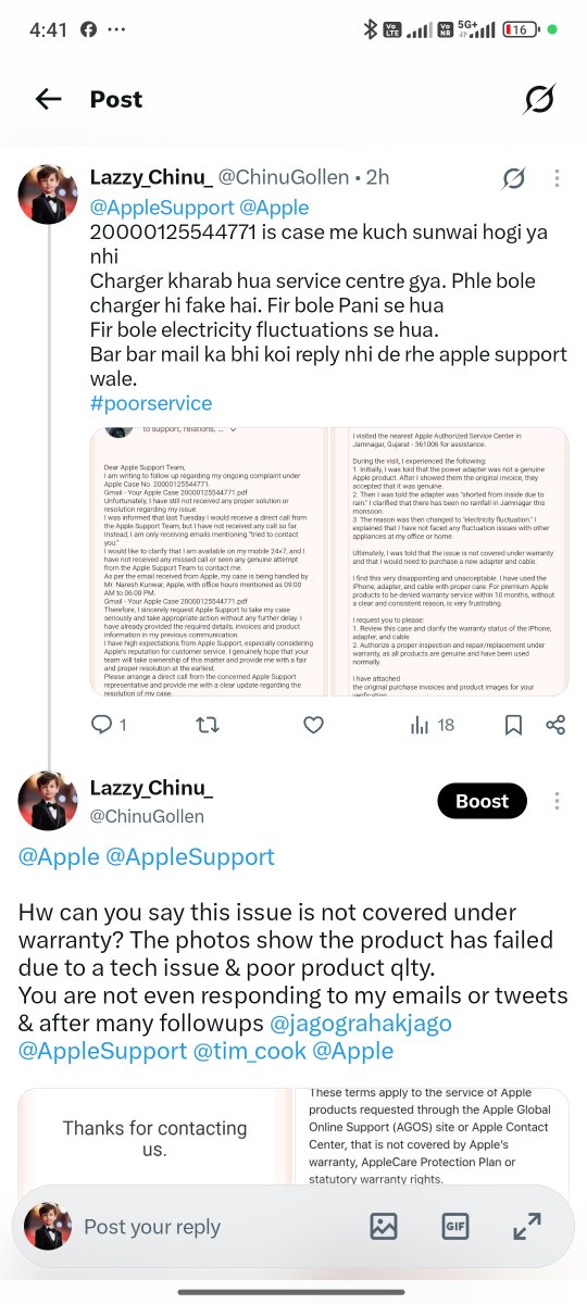 ChinuGollen's tweet photo. @AppleSupport @Apple @IndiaToday @aajtak @ndtv @ABPNews @tim_cook @timesofindia @jagograhakjago @ndtv @republic @TimesNow @IndiaToday @News18India @aajtak @ABPNews @ZeeNews @the_hindu @IndianExpress

Koi to help kro 

#Apple #AppleSupport #AppleIndia #ConsumerRights #ConsumerProtection #CustomerService #TechNews #AppleCare #India #Media https://t.co/m7nvxlqCym
