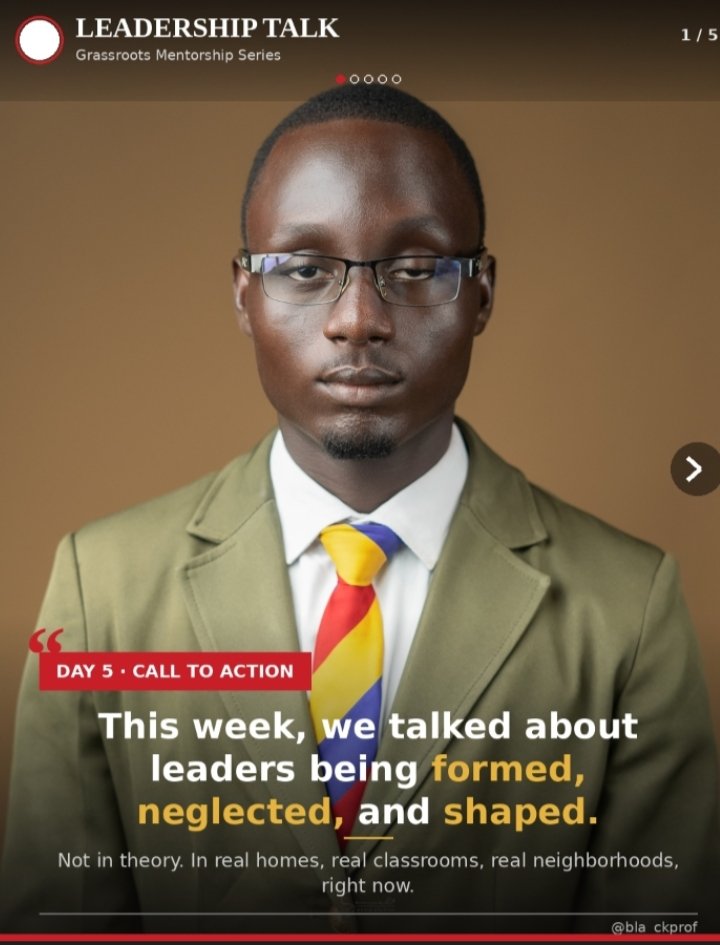 black_Prof_'s tweet photo. Day 5
Call to Action
This week: leaders formed, neglected, and shaped.
9M+ young people in the US alone could thrive with a mentor right now. (MENTOR)
So, what will you do with what you've seen? Mentor a kid. Notice a struggling teen. Be that person.
#LeadershipTalk https://t.co/G0byJRIRrW
