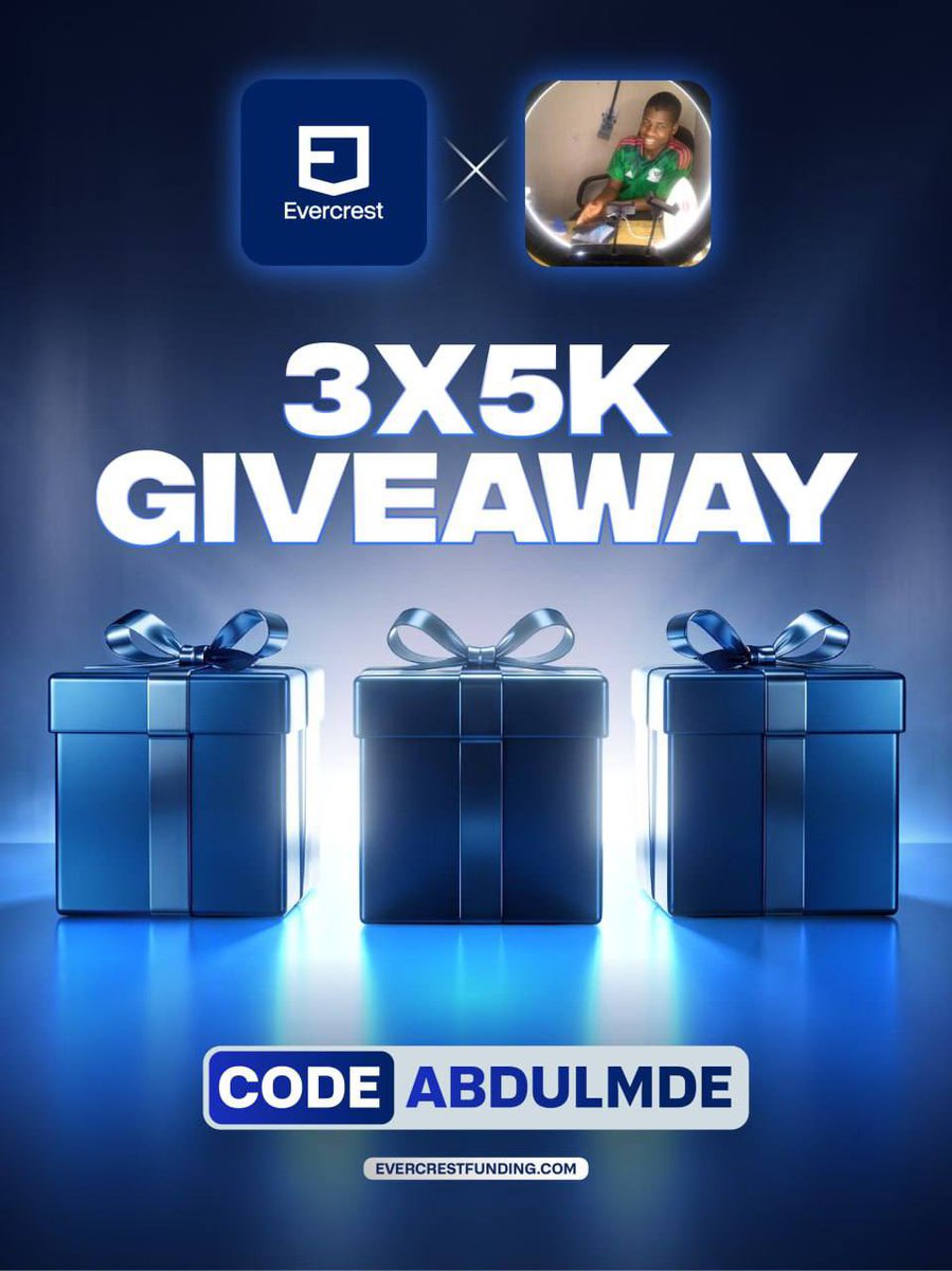 abdul_mde's tweet photo. 🎁 3 × $5K 2-STEP GIVEAWAY 🎁

HOW TO ENTER 👇

✅ Follow @EvercrestFunds @abdul_mde @lastborn_smc @faridaharuna 
✅ Join our Discord community 🎮
✅ Repost this post 🔄
✅ Reply below and tell us what you like about Evercrest 💙
✅ invite 2 friends 👥

🏆 3 WINNERS

Good luck🍀 https://t.co/YAEHuDBYDH