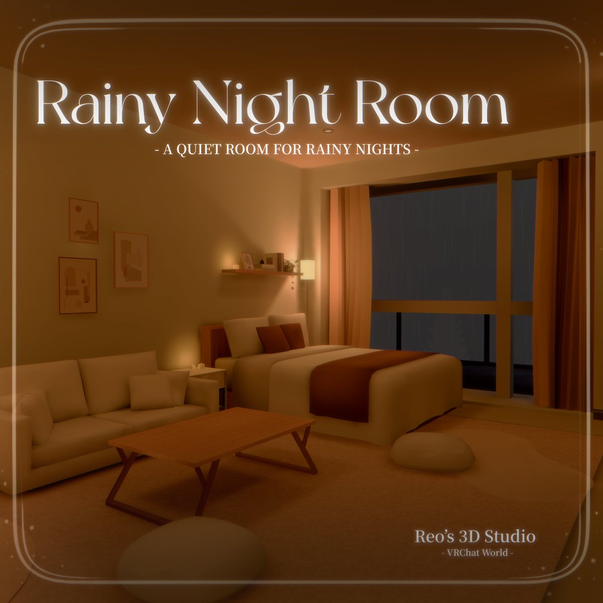 Reos3D's tweet photo. ☔VRChatワールド『Rainy Night Room』を販売開始しました！

─────────────────────

【リリース記念価格】

通常1,000円 → 500円

(9/10まで)

─────────────────────

🔗BOOTH：
【https://t.co/f7iVmE7XE7】

#VRChat #VRChatワールド #BOOTH https://t.co/f91FVDRLvn
