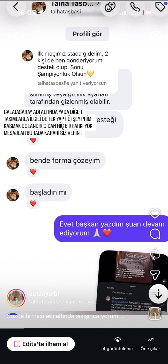 Kutaayblbl's tweet photo. @GalatasaraySK Talha taşbaşı denilen adam dolandırıcı diye düşünüyorum mesajlar ortada  itibar etmeyin ! https://t.co/jHeSNmxVL1