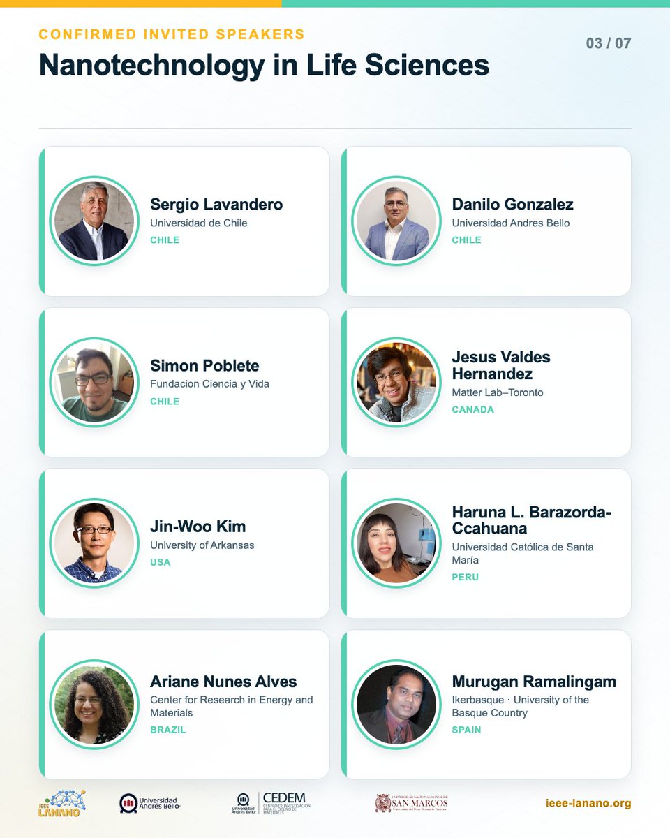 ieeenanoperu's tweet photo. ๐
IEEE LANANO 2026
https://t.co/npRP7xmOgx
๐จโ๐ซ ๐ฉโ๐ซ Donโt miss the opportunity to interact with internationally recognized researchers working in areas including: #nanotechnology, #nanomaterials, #machinelearning, #nanoelectronics, #quantumcomputing, #lifesciences, and #robotics. https://t.co/dWK2Mx6sDs
