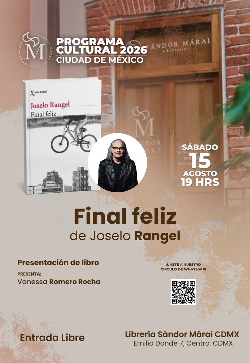 vannessarr's tweet photo. De Café Tacvba a la literatura: este sábado recibimos en @SandorMaraiCDMX a @_JoseloRangel con Final feliz, su nuevo libro de cuentos.

¡Un gran bu a quien se lo pierda! https://t.co/P9xeTOXsJX