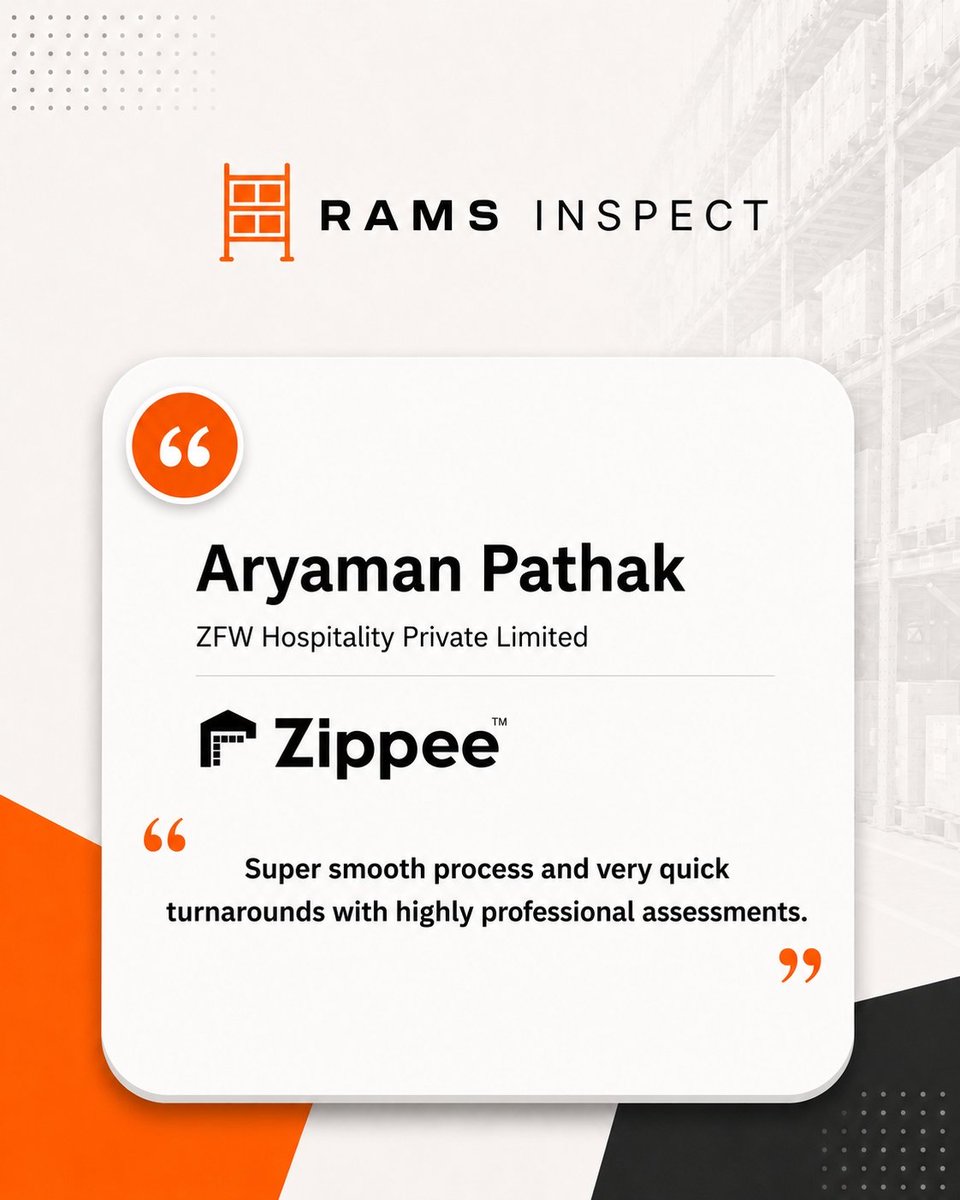 rams_inspect's tweet photo. A good rack inspection should deliver more than observations  it should provide professional assessment and actionable recommendations.

Thank you, Aryaman Pathak from Zippee, for appreciating the smooth process and quick turnaround delivered by RAMS Inspect.

#RAMSInspect https://t.co/EppaVBvut1