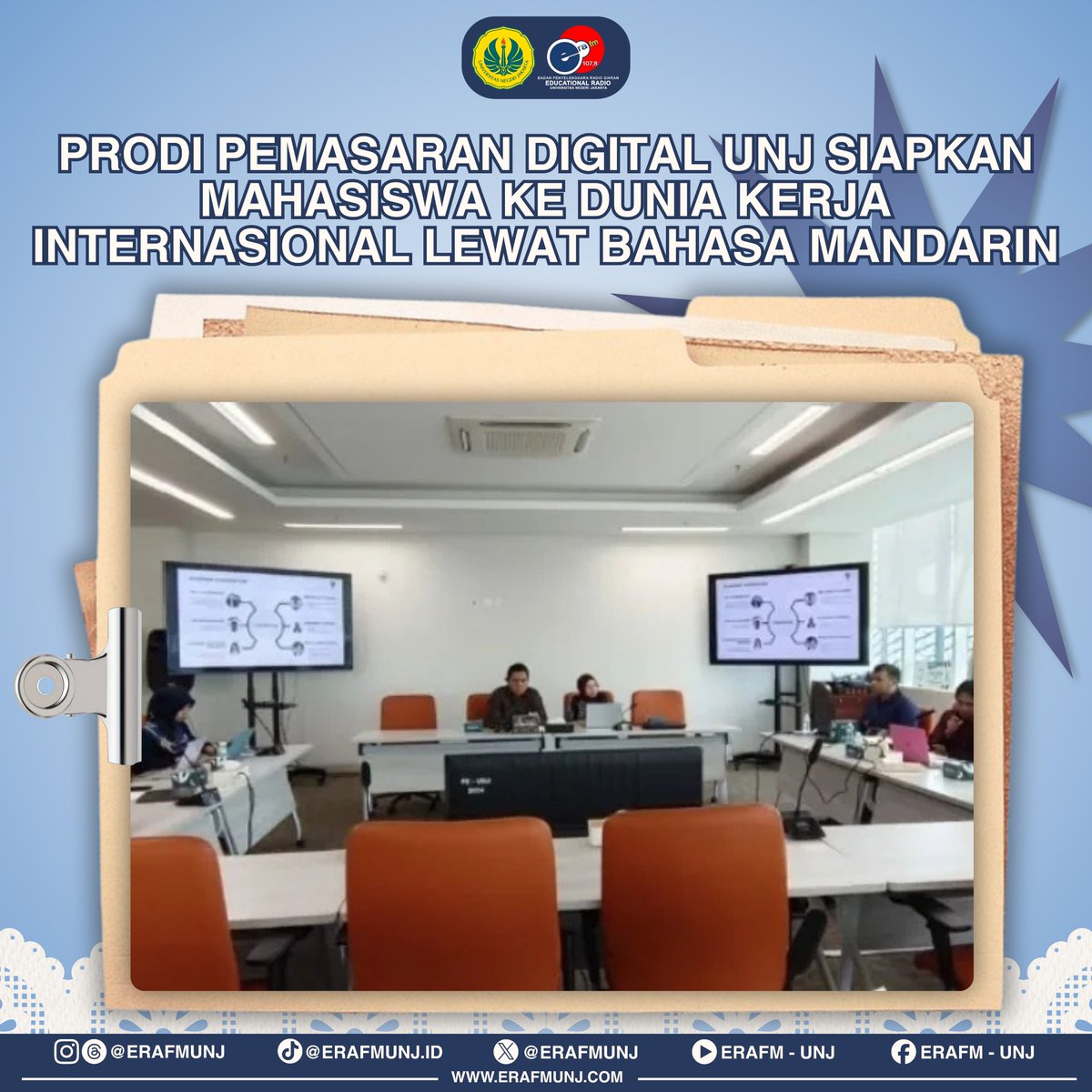 ERAFMUNJ's tweet photo. Prodi Pemasaran Digital UNJ punya program yang membekali mahasiswa dengan Bahasa Mandarin, pengalaman magang, dan wawasan kerja lintas negara.

Kira-kira, seperti apa programnya? 👀
Cek selengkapnya di sini👇
https://t.co/k1vayDbdlu

#ERAFMUNJ #ERANEWS #UNJ #FEB #PemasaranDigital https://t.co/No1zxpzykD