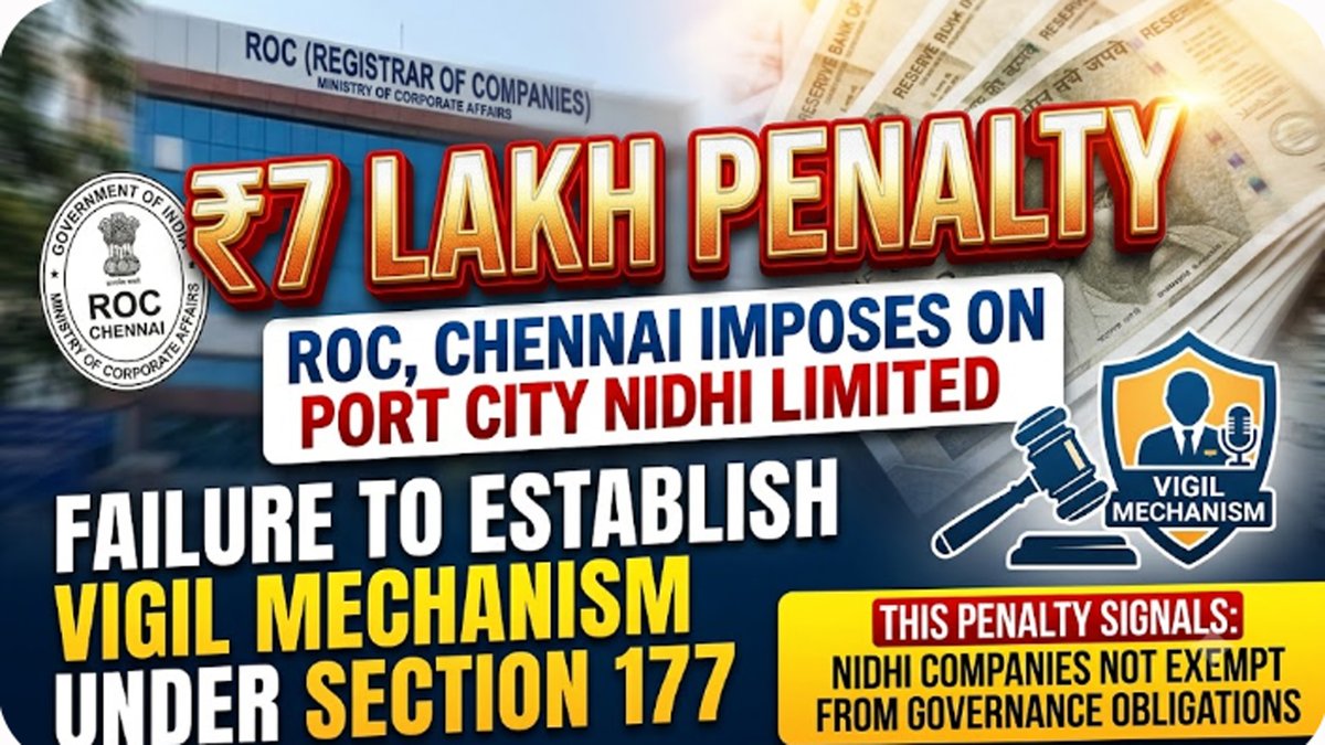rvsekar2000's tweet photo. Check out the latest article in my newsletter: ROC, CHENNAI IMPOSES ₹7 LAKH PENALTY ON PORT CITY NIDHI LIMITED FOR FAILURE TO ESTABLISH VIGIL MECHANISM UNDER SECTION 177 https://t.co/PxE5TQKac5 via @LinkedIn https://t.co/NSpkwaNvZV