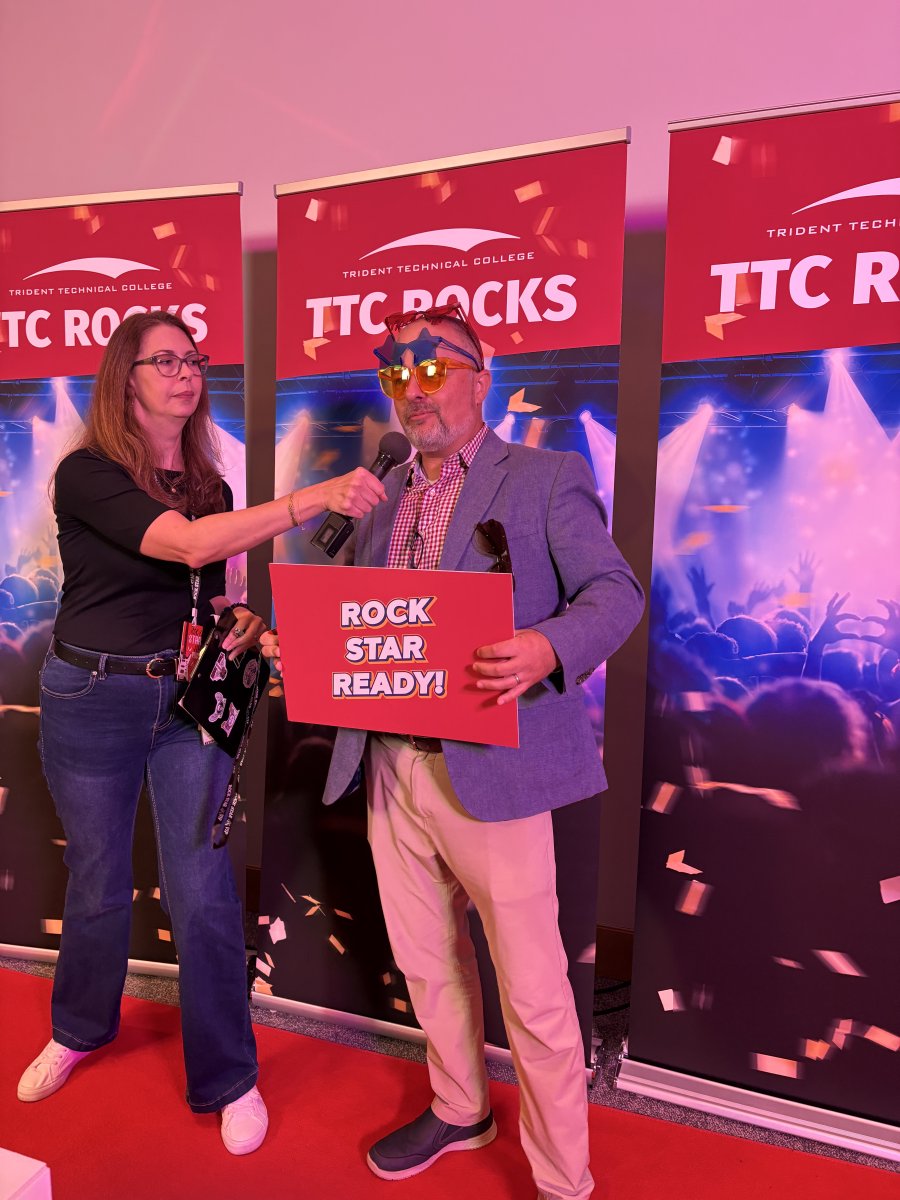 tridenttech's tweet photo. Strike a pose! Our TTC rock stars are helping us celebrate the start of a new academic year. https://t.co/AqLbyZ6b35