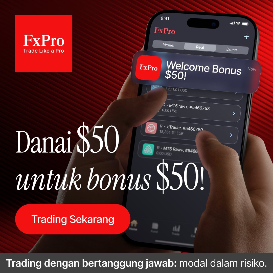 FxProGlobal's tweet photo. Kami memberikan trader baru bonus selamat datang $50 pada deposit pertama. Jangan lewatkan, klaim bonusmu hari ini!