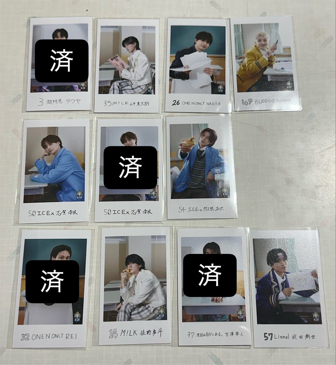 mapyon_m's tweet photo. EBiDAN THE LIVE 2026 エビライ 交換 ランダム ミニフォト 隣の席セット

【譲】画像(佐野 山中 NAOYA FUMIYA 阿久根 志賀 武田)

【求】吉田(右)、大倉(右)、武藤(前)、桜木(前以外)

佐野(右)山中(右)は吉田大倉との交換優先
エビライ全日手渡し可 https://t.co/UwixguCeqH
