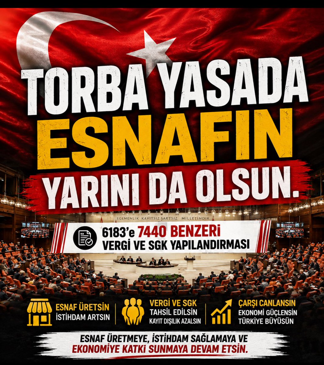 Sellidagg's tweet photo. Faiz yükü altında kilitlenen dükkânları açmadan, piyasaya nakit akışı sağlamadan kalıcı çözüm üretilemez. 7440 esaslı adil bir Vergi ve SGK yapılandırması, o kalıcı adımlara giden yoldaki en acil ilk adımdır!
#VergiSGKYapılandırma
@RTErdogan @memetsimsek @ZeybekciNihat @Akparti https://t.co/aDYPaPVyHF
