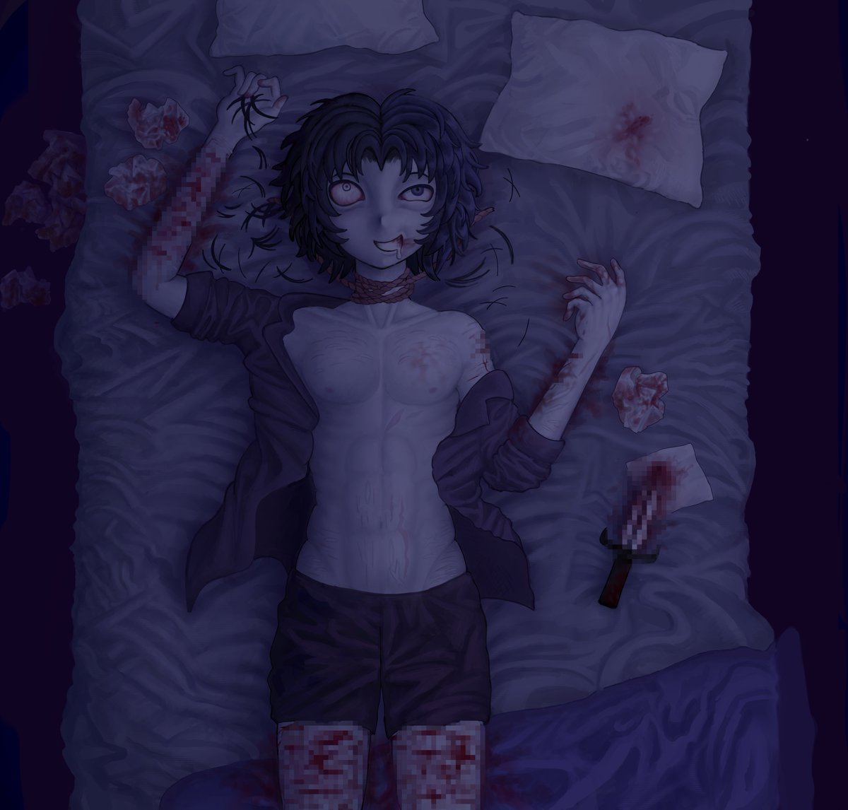 Pikapich61815's tweet photo. Okie I don't know how to hide images here, so I'll mark it as inappropriate content. 
Tw: self harm, blood 
#twotime #twotimeforsaken #sh #roblox #robloxartㅤ #forsaken https://t.co/B19dOSyNPq