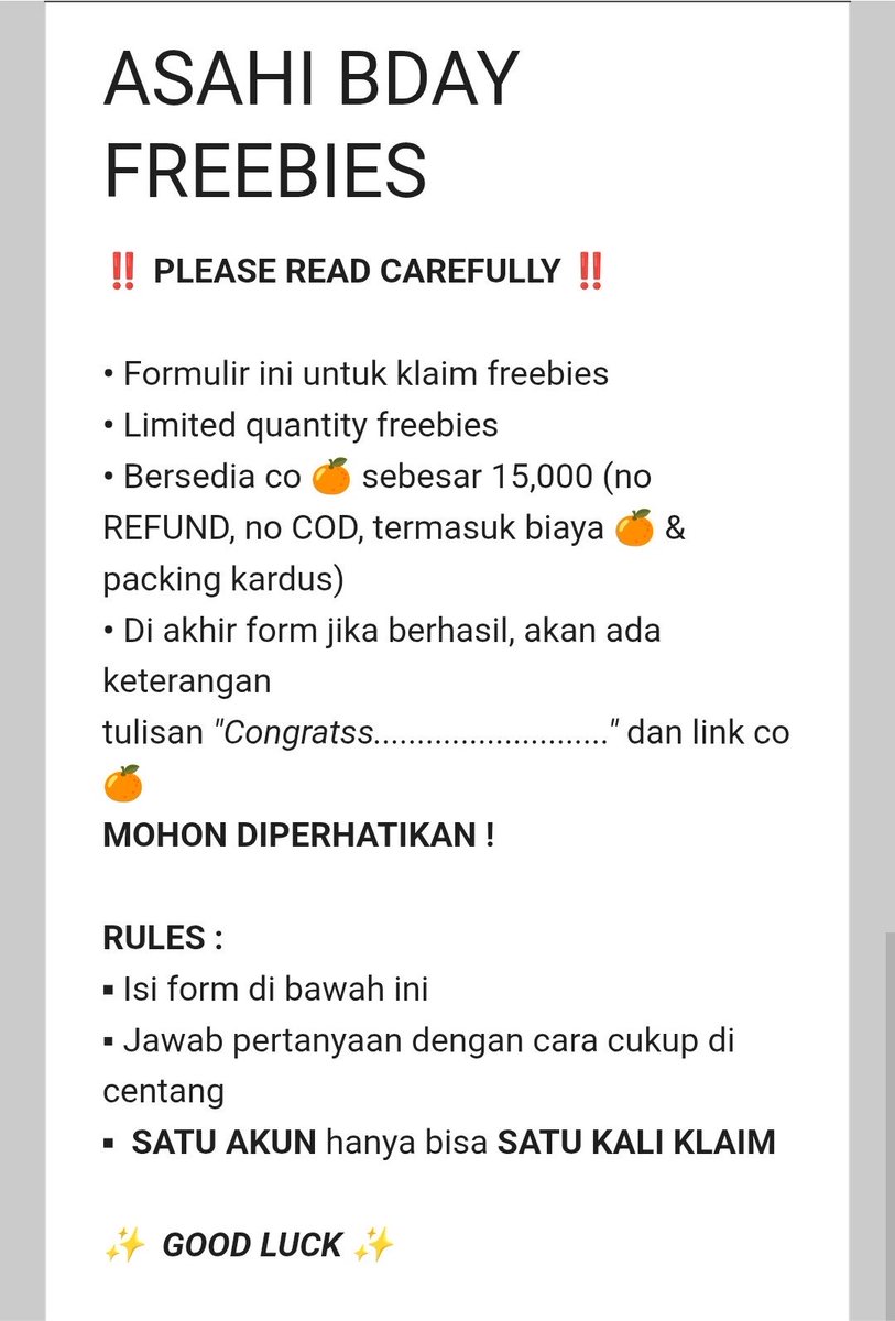 missVra's tweet photo. 🇮🇩 2026 SPECIAL ASAHI 'S BIRTHDAY FREEBIES by @missVra 

☀️ like &amp; rt are appreciated
☀️ limited
☀️ sunglights, arangdans &amp; teume only
☀️ form dibuka 20 Agustus 2026 | 20.00 WIB

Link : https://t.co/V3xlPJ9xFg

note : jika diakhir form tdk ada tulisan congrats, bearti sdh limit🙏🏻 https://t.co/uRjpZA57mX