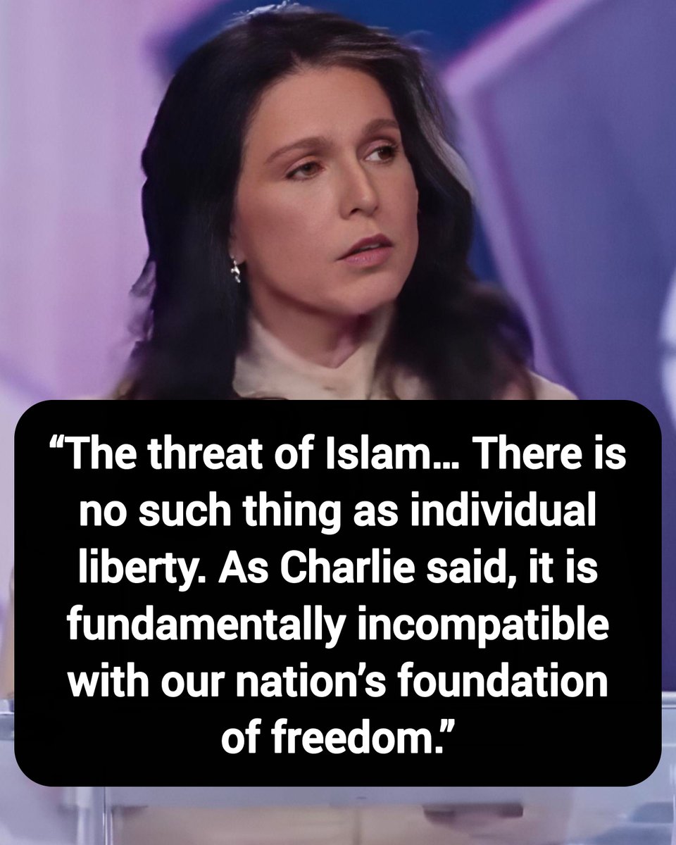 DavidJHarrisJr's tweet photo. Tulsi Gabbard: “The threat of Islam… There is no such thing as individual liberty. As Charlie said, it is fundamentally incompatible with our nation’s foundation of freedom.”

Thoughts? https://t.co/FiyvPzoNoj