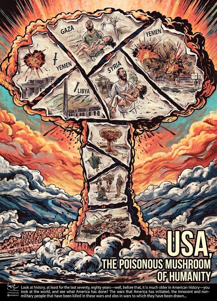 IraninSA's tweet photo. USA, The poisonous mushroom of humanity. https://t.co/BN8QIBhgZR